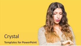  Presentation with winter - PPT theme with checking the time on wrist background and a  colored foreground