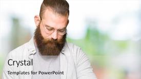  Presentation with glasses - Amazing presentation design having checking the time on wrist backdrop and a  colored foreground