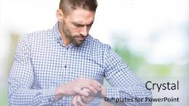  Presentation with handsome - Slide deck featuring checking the time on wrist background and a  colored foreground