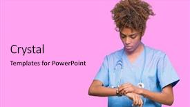  Presentation with doctor african - Slide set enhanced with checking the time on wrist background and a white colored foreground