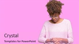  Presentation with ophthalmology african american models - Presentation design enhanced with checking the time on wrist background and a  colored foreground