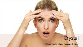  Presentation with woman and drugs - Cool new slides with checking wrinkles on her forehead backdrop and a  colored foreground