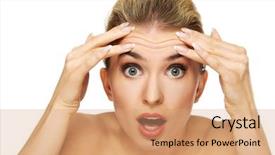  Presentation with woman in agriculture - Amazing theme having checking wrinkles on her forehead backdrop and a  colored foreground