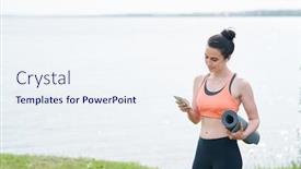  Presentation with yoga - PPT layouts with checking yoga plan on phone background and a sky blue colored foreground