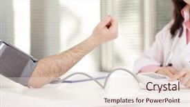  Presentation with blood pressure - Amazing slide deck having checking young man blood pressure backdrop and a lemonade colored foreground