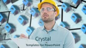  Presentation with writing - Presentation theme enhanced with checklist checking 3d man - supervisor looking away while writing background and a light blue colored foreground