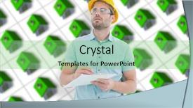  Presentation with eye glasses looking at world - Presentation theme enhanced with checklist checking 3d man - supervisor looking away while writing background and a seafoam green colored foreground