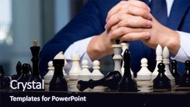  Presentation with strategy - Cool new PPT theme with battle plan - businessman playing chess in strategy backdrop and a wine colored foreground