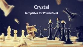  Presentation with chess board - Presentation design consisting of battle plan - man and woman background and a navy blue colored foreground