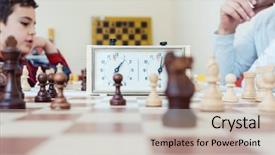  Presentation with chess - Presentation theme enhanced with people in chess school learning background and a soft green colored foreground