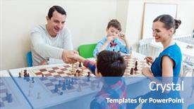  Presentation with chess - Beautiful presentation featuring people in chess school learning backdrop and a teal colored foreground
