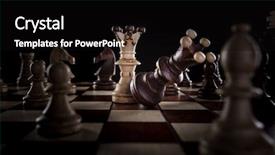  Presentation with award in black and white - PPT theme having plan check action - white chess king crashes black background and a black colored foreground