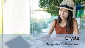  Presentation with nfc - Slides with checkout by paying on mobile background and a light blue colored foreground