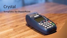  Presentation with payment - Presentation theme having checkout machines - using a credit card machine background and a  colored foreground