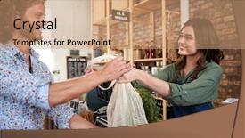  Presentation with grocery store - Amazing slides having checkout of sustainable plastic free backdrop and a coral colored foreground