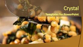  Presentation with chickpea - Presentation featuring checkpea - closeup of a chickpea salad background and a tawny brown colored foreground