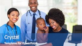  Presentation with baby nurse - Presentation design with checkup with nurse and doctor background and a teal colored foreground