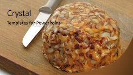  Presentation with cheddar - Colorful presentation theme enhanced with cheddar cheese spread with almonds backdrop and a coral colored foreground