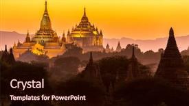  Presentation with myanmar bagan - PPT theme featuring chedi - ananda pagoda at dusk background and a wine colored foreground