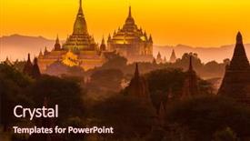  Presentation with myanmar bagan - Audience pleasing theme consisting of chedi - ananda pagoda at dusk backdrop and a wine colored foreground
