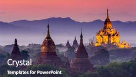  Presentation with archaeological - PPT layouts consisting of chedi - bagan myanmar ancient temples background and a tawny brown colored foreground