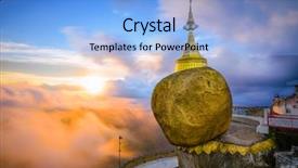  Presentation with rock - Cool new theme with chedi - golden rock of kyaiktiyo myanmar backdrop and a light blue colored foreground