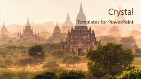  Presentation with myanmar bagan - Presentation consisting of chedi - pagoda landscape in the plain background and a cream colored foreground