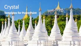  Presentation with temple - Presentation design featuring chedi - sandamuni pagoda temple stupas background and a teal colored foreground