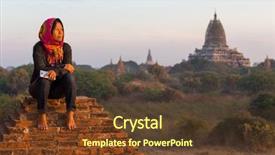  Presentation with myanmar bagan - Amazing PPT layouts having chedi - woman sitting on temple bricks backdrop and a tawny brown colored foreground
