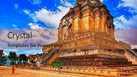  Presentation with chiang mai - PPT theme featuring chedi luang temple in chiang background and a red colored foreground