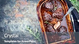  Presentation with veal - Colorful slide deck enhanced with cheeks in brown red wine backdrop and a gray colored foreground