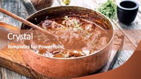  Presentation with german - Slides featuring cheeks in brown red wine background and a coral colored foreground