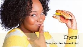  Presentation with black girl - Cool new theme with cheeky - beautiful black girl eating burger backdrop and a blonde colored foreground