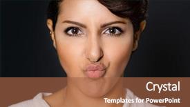  Presentation with injuries facial - Amazing PPT theme having cheeky - beautiful woman with pucker lips backdrop and a red colored foreground