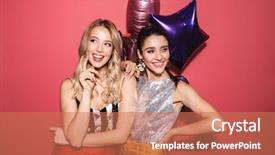  Presentation with festive - Theme enhanced with cheeky - image of two adorable girls background and a coral colored foreground
