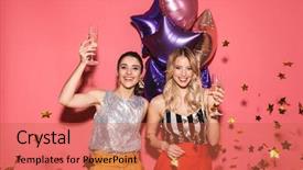  Presentation with two black women - Slide set consisting of cheeky - photo of two fashionable women background and a red colored foreground