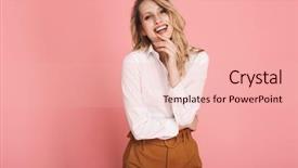  Presentation with red carpet retro style - PPT layouts having cheeky - portrait of cheerful blond woman background and a lemonade colored foreground