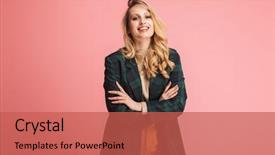  Presentation with glamour - Slide set enhanced with cheeky - portrait of glamour blond woman background and a red colored foreground