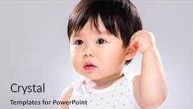  Presentation with baby - Presentation theme having cheer up - confused baby scratching head background and a  colored foreground