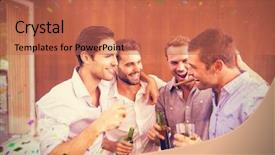  Presentation with virile young men - Audience pleasing theme consisting of cheer up - group of young men having backdrop and a red colored foreground