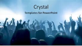  Presentation with crowd - Amazing PPT layouts having cheerful - cheering crowd at a rock backdrop and a light blue colored foreground