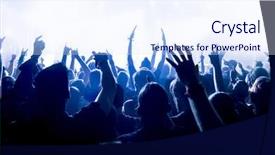  Presentation with blue lights - Theme having cheerful - cheering crowd in front background and a sky blue colored foreground