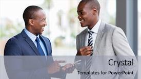  Presentation with african american in computer class business - Beautiful PPT layouts featuring cheerful african american business team backdrop and a light gray colored foreground