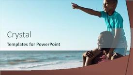  Presentation with childhood - Presentation design featuring cheerful-african-american-man-carrying background and a  colored foreground