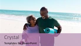  Presentation with walking exercise - PPT theme having cheerful-african-american-senior-couple background and a coral colored foreground