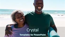  Presentation with exercise mat - PPT theme having cheerful-african-american-senior-couple background and a ocean colored foreground
