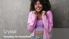  Presentation with cheerful - Slides having cheerful-african-american-woman-smiling background and a gray colored foreground