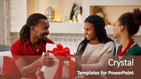  Presentation with african american church family - Beautiful slides featuring cheerful african family for christmas backdrop and a red colored foreground