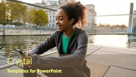  Presentation with african river - Slides with cheerful-african-girl-in-sportswear background and a tawny brown colored foreground