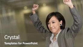  Presentation with cheerful - Cool new theme with cheerful and exciting business woman backdrop and a  colored foreground